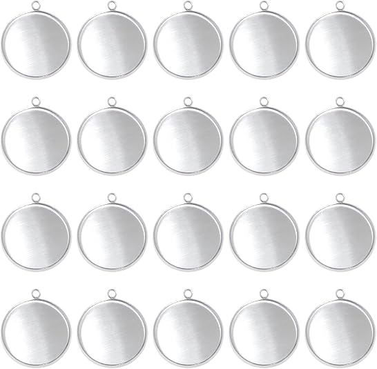 Resin Art Store - 20-delige roestvrijstalen ronde bezel blanks hanger
