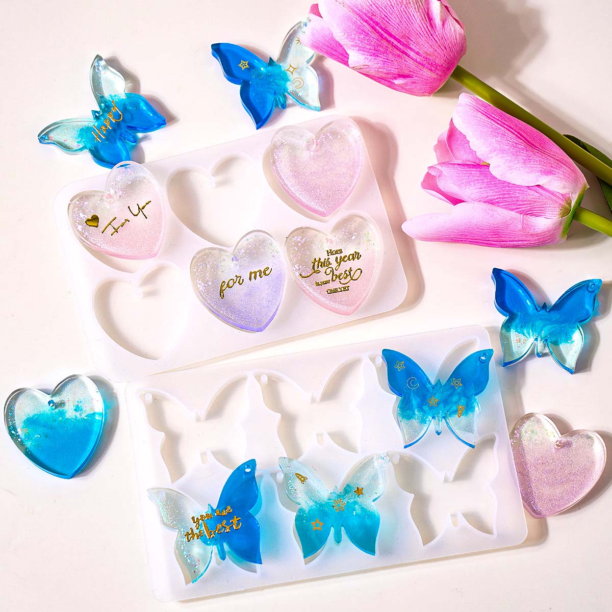 Resin Art Mould - Zes-gaats siliconen mal met gaten voor