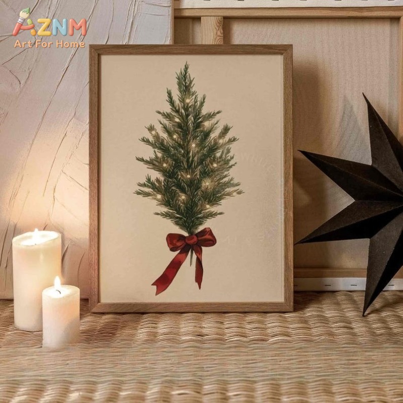 Xmas Resin Art - AZNM Minimalistische Kleine Kerstboom Diamant Wanddecoratie