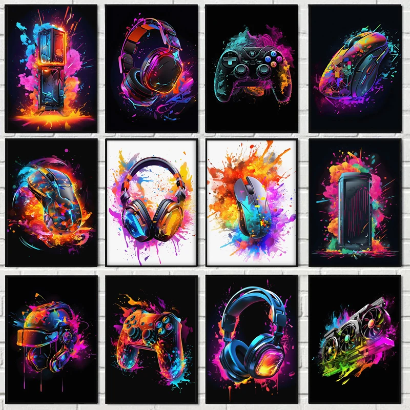 Resin Art Video - Pop Art Videogame Personage Poster Gamepad