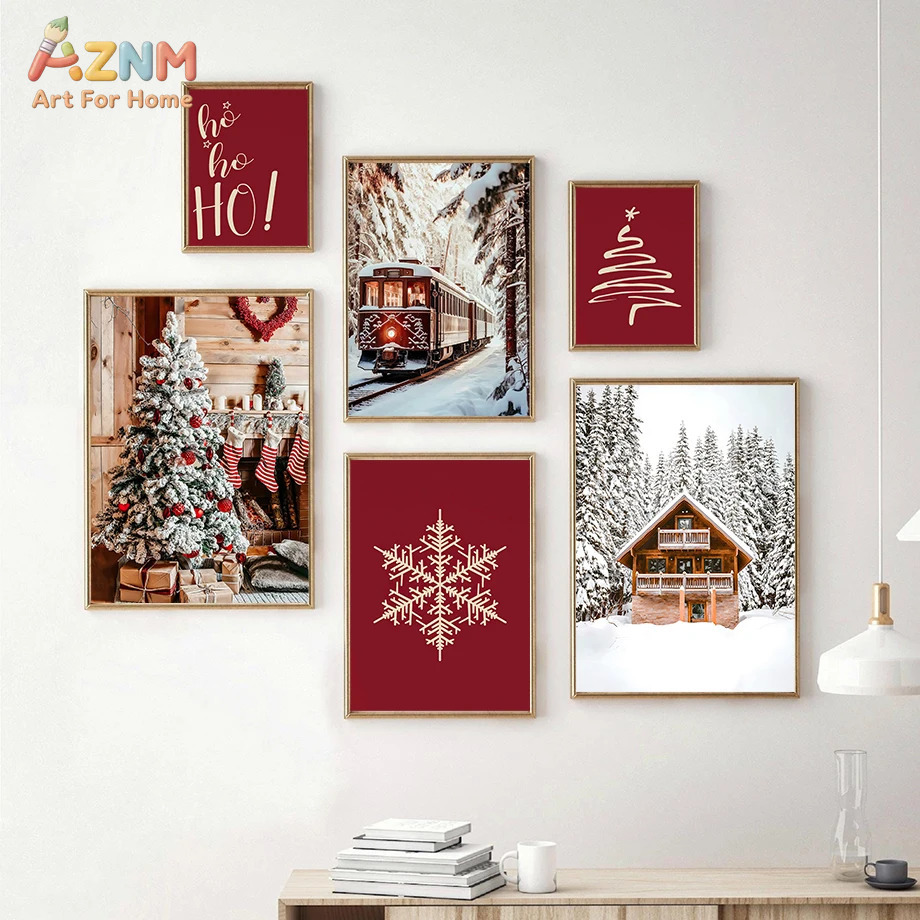 Xmas Resin Art - AZNM Bourgondische Kerst Diamant Wandkunst Besneeuwde