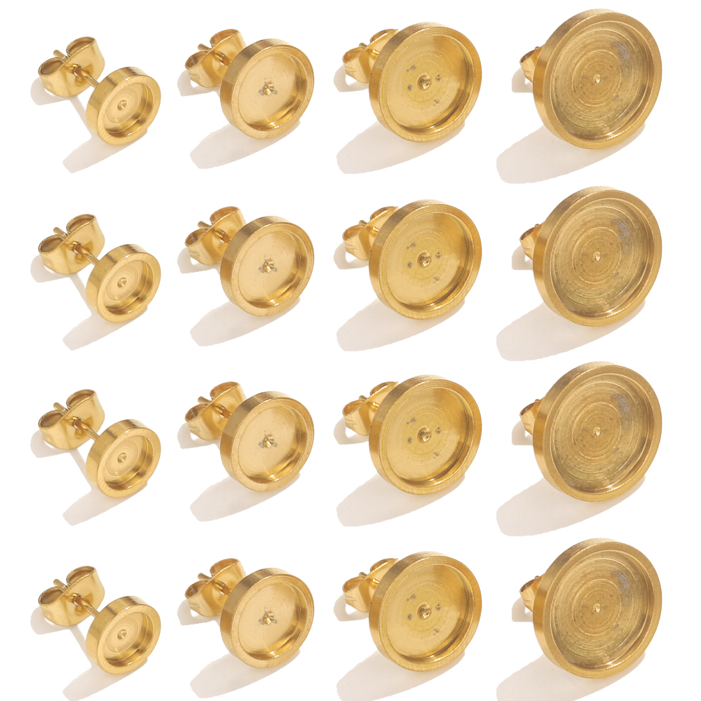 Resin Art Store - 10st roestvrij staal gouden oorbel stud